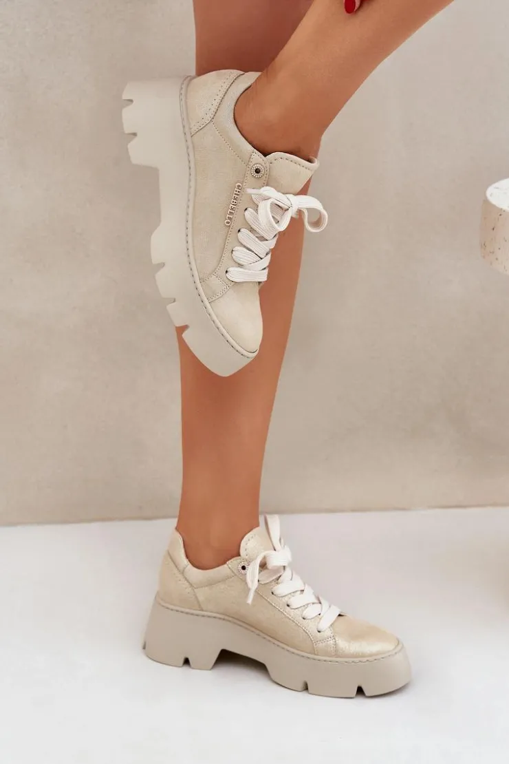 CheBello Buty Sportowe Na Platformie*Sneakersy Buty Sportowe Na Platformie 4632 Złote Złoty
