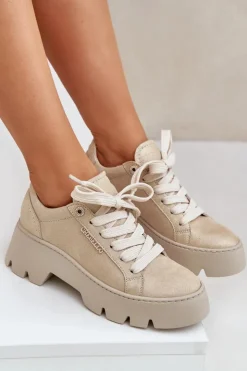 CheBello Buty Sportowe Na Platformie*Sneakersy Buty Sportowe Na Platformie 4632 Złote Złoty