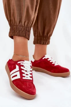 Sale Buty damskie Vinceza Sneakersy Buty Sportowe Zamszowe Vinceza 79517 Czerwone Czerwony