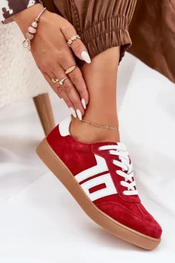 Sale Buty damskie Vinceza Sneakersy Buty Sportowe Zamszowe Vinceza 79517 Czerwone Czerwony