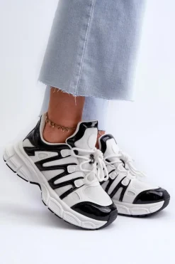 Hot Boto Sneakersy Damskie Biało-Czarne Ahmani Biały