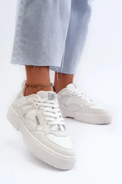 Damskie Big Star Shoes Sneakersy Damskie Big Star NN274357 Memory Foam System Białe