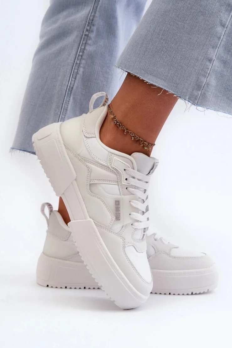 Damskie Big Star Shoes Sneakersy Damskie Big Star NN274357 Memory Foam System Białe