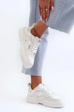 Damskie Big Star Shoes Sneakersy Damskie Big Star NN274357 Memory Foam System Białe