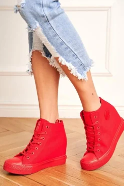 Big Star Shoes Trampki Damskie Big Star|Big Star*Sneakersy Damskie Big Star Czerwone FF274A193