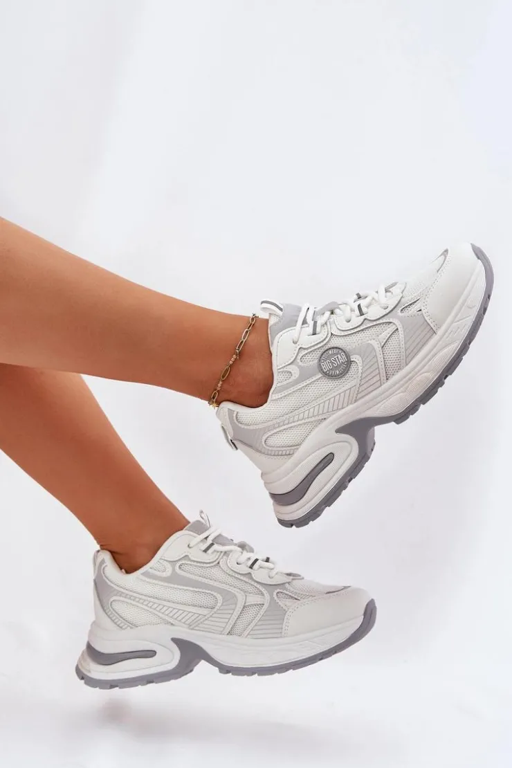 Big Star Shoes Buty Sportowe Na Platformie|Buty Sportowe Big Star*Sneakersy Damskie Big Star RR274A191 Białe Biały