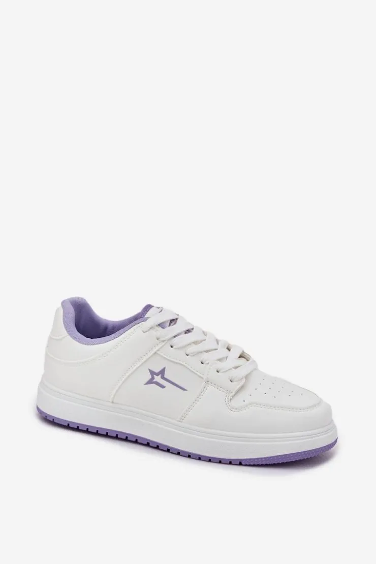 Big Star Shoes Buty Sportowe Big Star|Sneakersy Damskie*Sneakersy Damskie Big Star RR274A245 HI-POLY SYSTEM Biało-Fioletowe