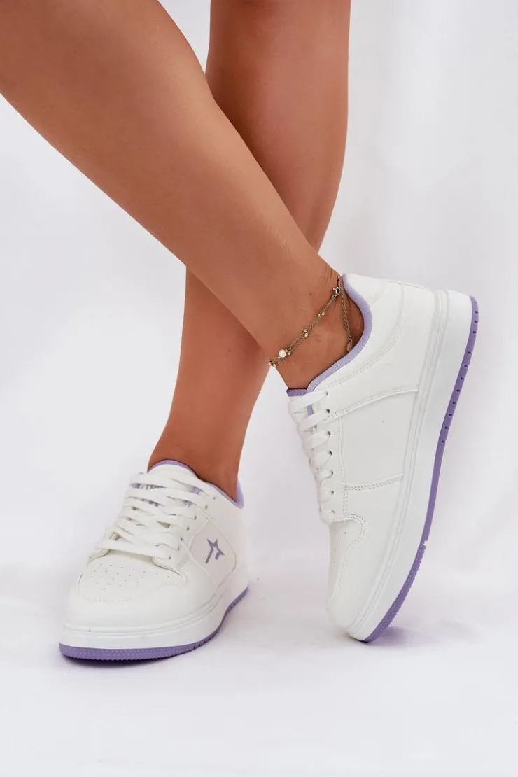 Big Star Shoes Buty Sportowe Big Star|Sneakersy Damskie*Sneakersy Damskie Big Star RR274A245 HI-POLY SYSTEM Biało-Fioletowe