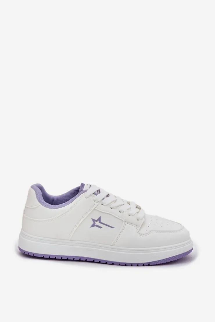 Big Star Shoes Buty Sportowe Big Star|Sneakersy Damskie*Sneakersy Damskie Big Star RR274A245 HI-POLY SYSTEM Biało-Fioletowe