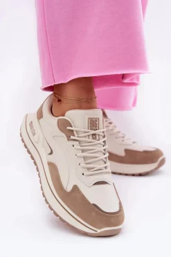 Clearance Big Star Shoes Sneakersy Damskie Big Star RR274A216 HI-POLY SYSTEM Beżowe Beżowy