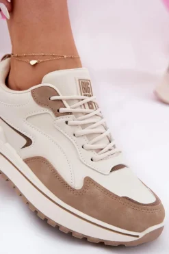 Clearance Big Star Shoes Sneakersy Damskie Big Star RR274A216 HI-POLY SYSTEM Beżowe Beżowy