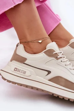 Clearance Big Star Shoes Sneakersy Damskie Big Star RR274A216 HI-POLY SYSTEM Beżowe Beżowy
