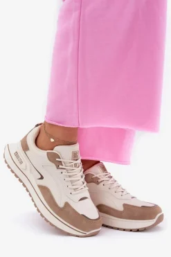 Clearance Big Star Shoes Sneakersy Damskie Big Star RR274A216 HI-POLY SYSTEM Beżowe Beżowy