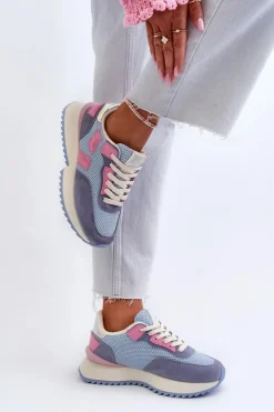 Discount Big Star Shoes Sneakersy Damskie Big Star NN274974 Niebieskie