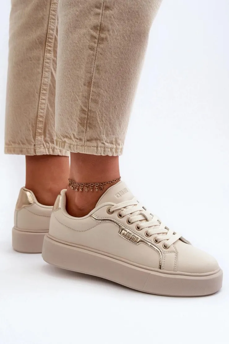 Damskie Big Star Shoes Sneakersy Damskie Big Star NN274334 Memory Foam System Beżowe