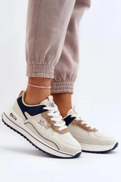 Outlet Big Star Shoes Sneakersy Damskie Big Star NN274A092 Beżowe