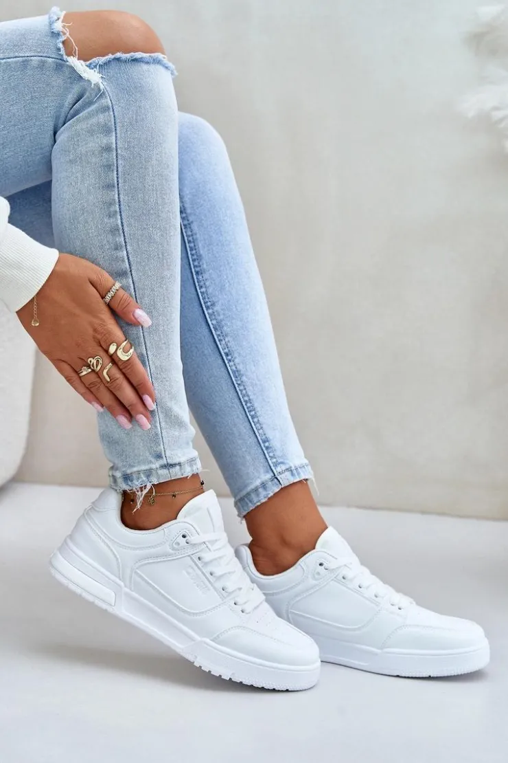 Big Star Shoes Buty Sportowe Na Platformie|Buty Sportowe Big Star*Sneakersy Damskie Big Star OO274A549 Hi-Poly System Białe Biały