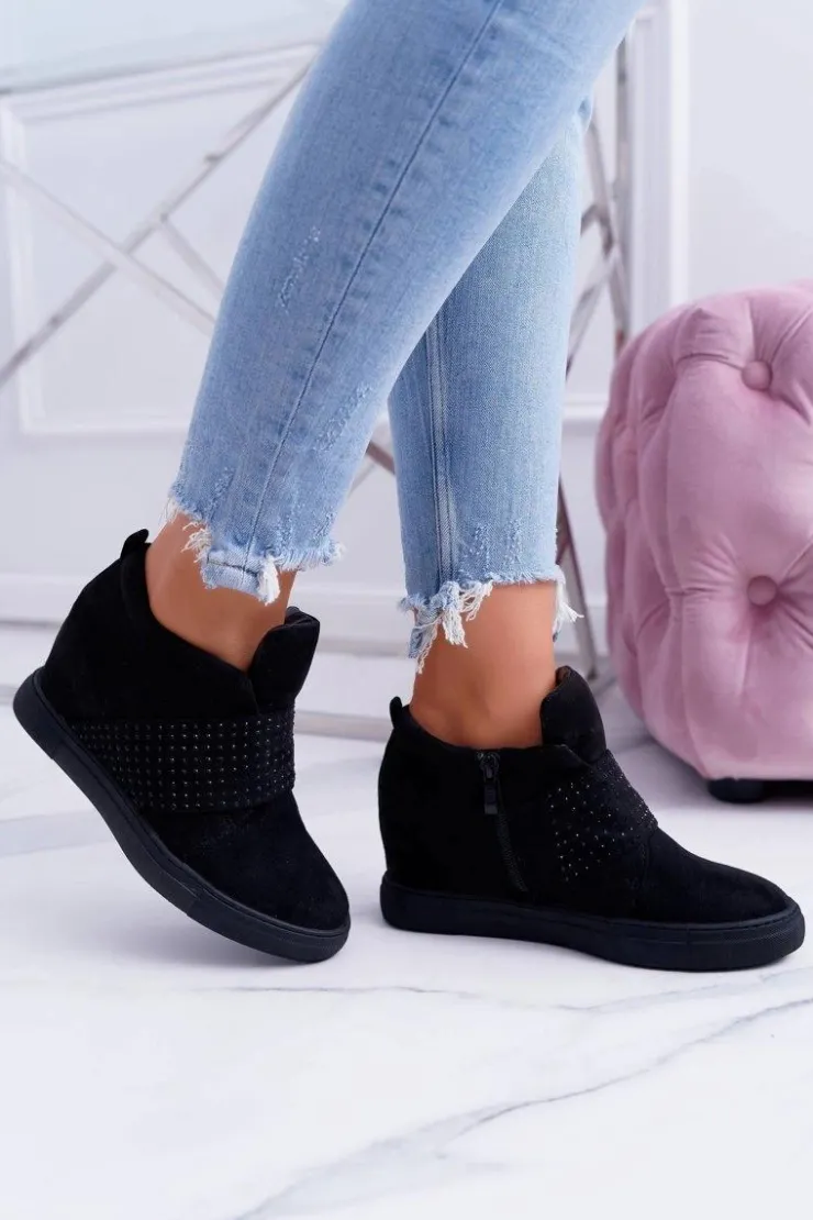 Boto Sneakersy Damskie*Sneakersy Damskie Czarne Trampki Lu Boo Cekiny PinkSugar