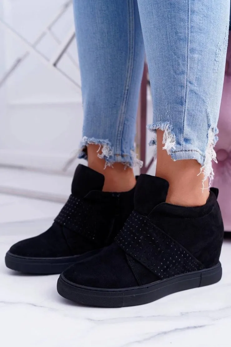 Boto Sneakersy Damskie*Sneakersy Damskie Czarne Trampki Lu Boo Cekiny PinkSugar