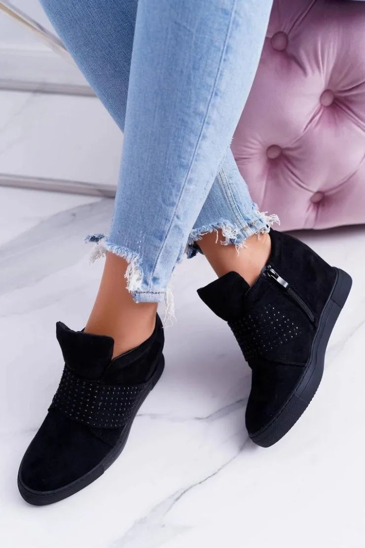 Boto Sneakersy Damskie*Sneakersy Damskie Czarne Trampki Lu Boo Cekiny PinkSugar