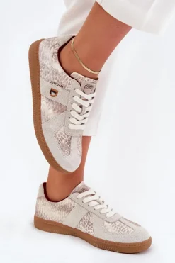 Damskie Daniel Lopez Just Dare Sneakersy Damskie SS2D4032 Zwierzęcy Wzór Beżowe