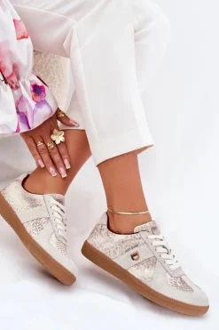 Damskie Daniel Lopez Just Dare Sneakersy Damskie SS2D4032 Zwierzęcy Wzór Beżowe