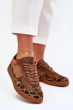 Daniel Lopez Just Dare Buty Sportowe Na Platformie|Sneakersy Damskie*Sneakersy Damskie SS2D4017 Panterka Brązowy