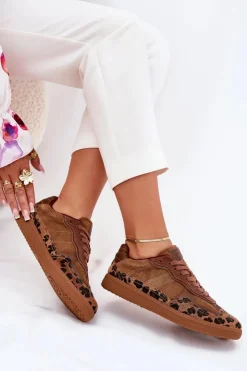 Daniel Lopez Just Dare Buty Sportowe Na Platformie|Sneakersy Damskie*Sneakersy Damskie SS2D4017 Panterka Brązowy