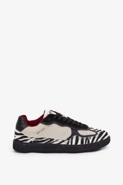 Daniel Lopez Just Dare Buty Sportowe Na Platformie|Sneakersy Damskie*Sneakersy Damskie SS2D4015 Zebra Beżowe Beżowy