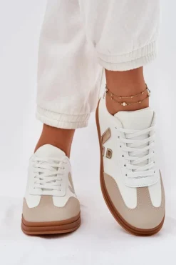 Sale Boto Sneakersy Damskie Eko Skórzane Białe Micca