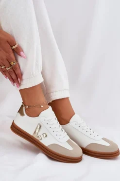 Sale Boto Sneakersy Damskie Eko Skórzane Białe Micca