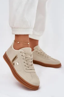Damskie Boto Sneakersy Damskie Eko Zamszowe Beżowe Micca
