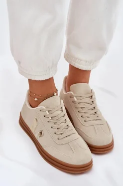 Damskie Boto Sneakersy Damskie Eko Zamszowe Beżowe Micca