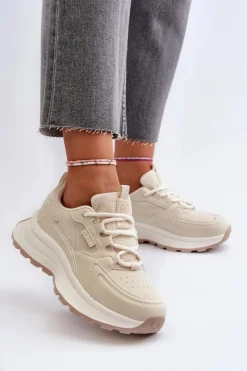 Damskie Big Star Shoes Sneakersy Damskie HI-POLY SYSTEM Big Star NN274A105 Beżowe