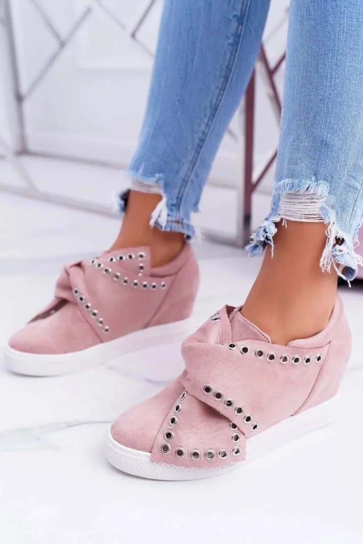 Sale Boto Sneakersy damskie Koturny LU BOO Różowe Margo