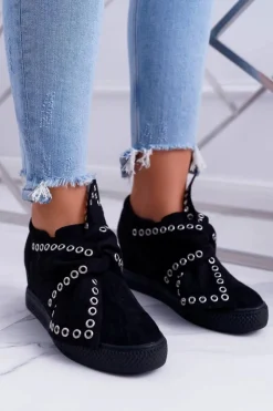 Damskie Boto Sneakersy damskie Koturny LU BOO Czarne Margo