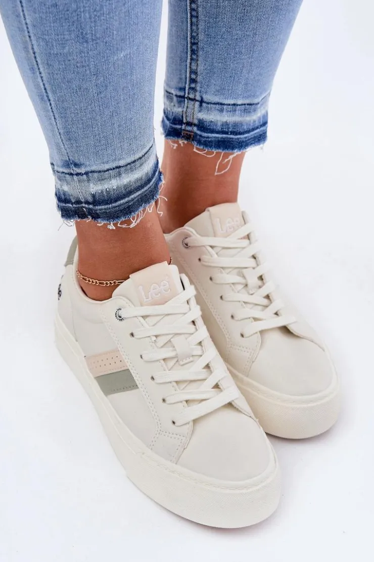Best Lee Sneakersy Damskie LAYLA WOMEN LOW 50251003 Zgaszona Biel Biały