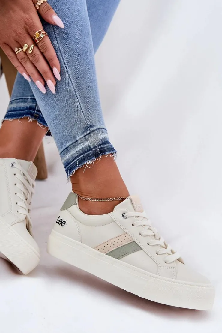 Best Lee Sneakersy Damskie LAYLA WOMEN LOW 50251003 Zgaszona Biel Biały
