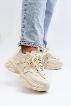Discount Boto Sneakersy Damskie Na Masywnej Podeszwie Beżowe Windamella
