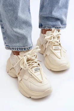 Discount Boto Sneakersy Damskie Na Masywnej Podeszwie Beżowe Windamella