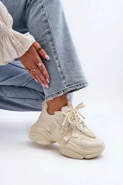 Discount Boto Sneakersy Damskie Na Masywnej Podeszwie Beżowe Windamella