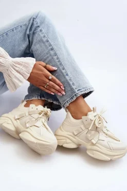 Discount Boto Sneakersy Damskie Na Masywnej Podeszwie Beżowe Windamella