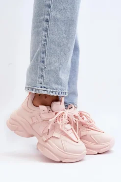 Discount Boto Sneakersy Damskie Na Masywnej Podeszwie Różowe Windamella Różowy