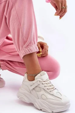 Damskie Boto Sneakersy Damskie Na Masywnej Platformie Beżowe Agnenia