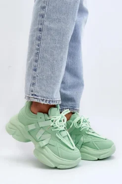 Damskie Boto Sneakersy Damskie Na Masywnej Podeszwie Zielone Windamella