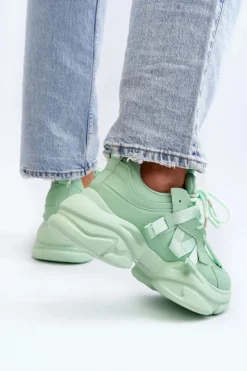 Damskie Boto Sneakersy Damskie Na Masywnej Podeszwie Zielone Windamella