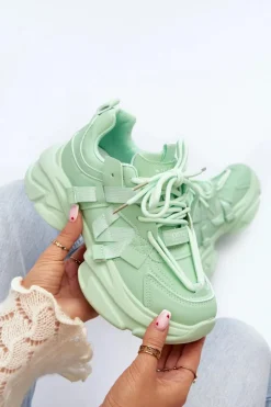 Damskie Boto Sneakersy Damskie Na Masywnej Podeszwie Zielone Windamella