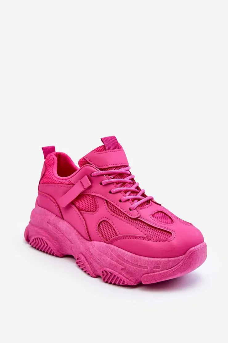 Outlet Boto Sneakersy Damskie Na Masywnej Platformie Fuksja Agnenia