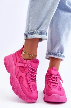 Outlet Boto Sneakersy Damskie Na Masywnej Platformie Fuksja Agnenia