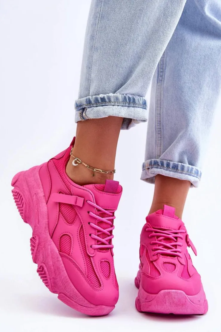Outlet Boto Sneakersy Damskie Na Masywnej Platformie Fuksja Agnenia